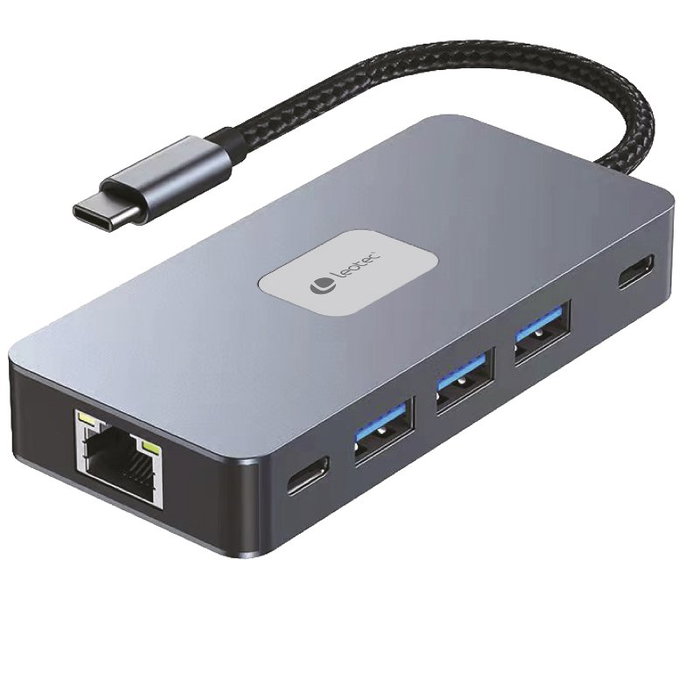 Leotec Docking Station 10 en 1 Plus Gris Mate HDMI 4K PD 100W USB-C, LEDS02